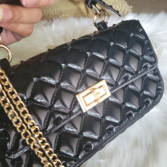 Black rockstud fashion small crossbody bag - Picture 8 of 9